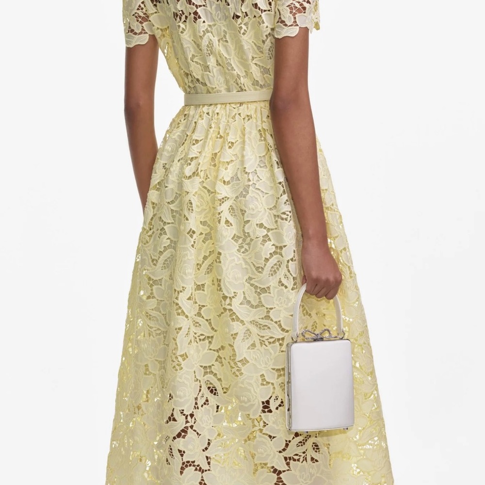 Self-Portrait Yellow Lace Midi Dress size 8 - Picture 4 of 16